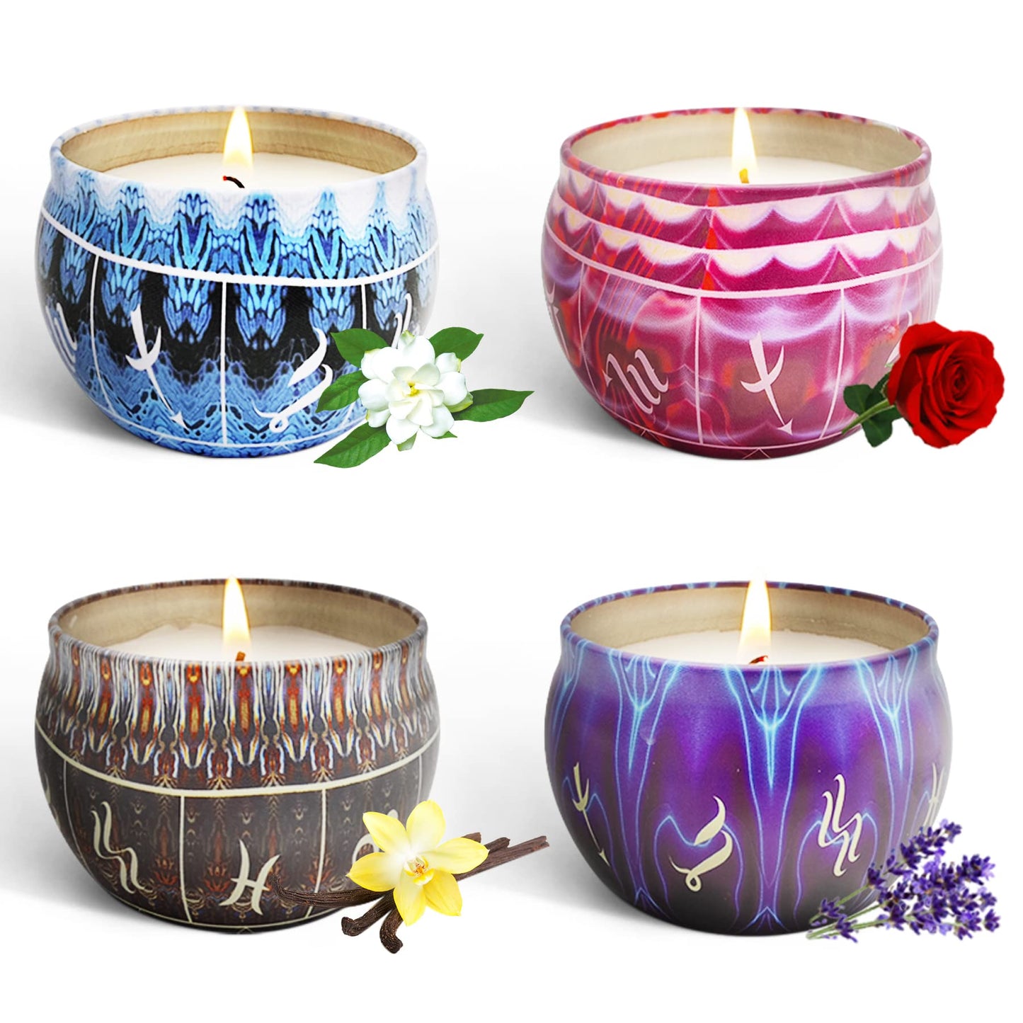 Scented Candles Gift Set, Bisenghy 23.3 Oz(1.46lb) Natural Soy Wax Candle Gift Set, 4 Packs Aromatherapy Candles for Women Stress Relief, Best for Mother, Birthday, Christmas