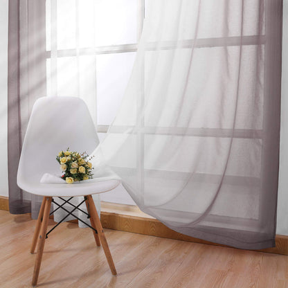 Modern Design Voile chiffon Curtains - Gradient colours- steel Grommets - 2 pieces - for living rooms and bedrooms