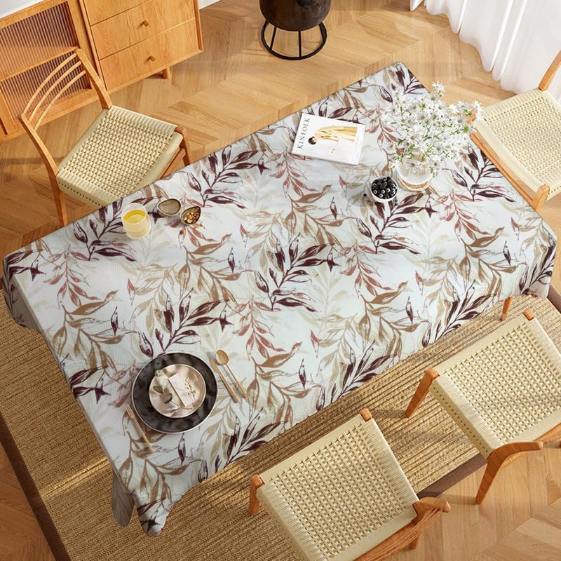 INtex Home Tablecloth, Linen Velvet Fabric, Soft Comfortable Material for Living Rooms Kitchens Bedrooms and Special Occasions, Elegant Table Cover - 130 x 200 cm - 1 Pc - Café x Warm Orange