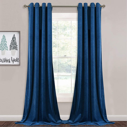 INtex CURTAINS HOUSE Elegant Velvet Curtains - Thermal Insulated Curtains for Living Room,steel Grommets - Light Blocking Shades - 2 panels (135W x 230L CM, Black)