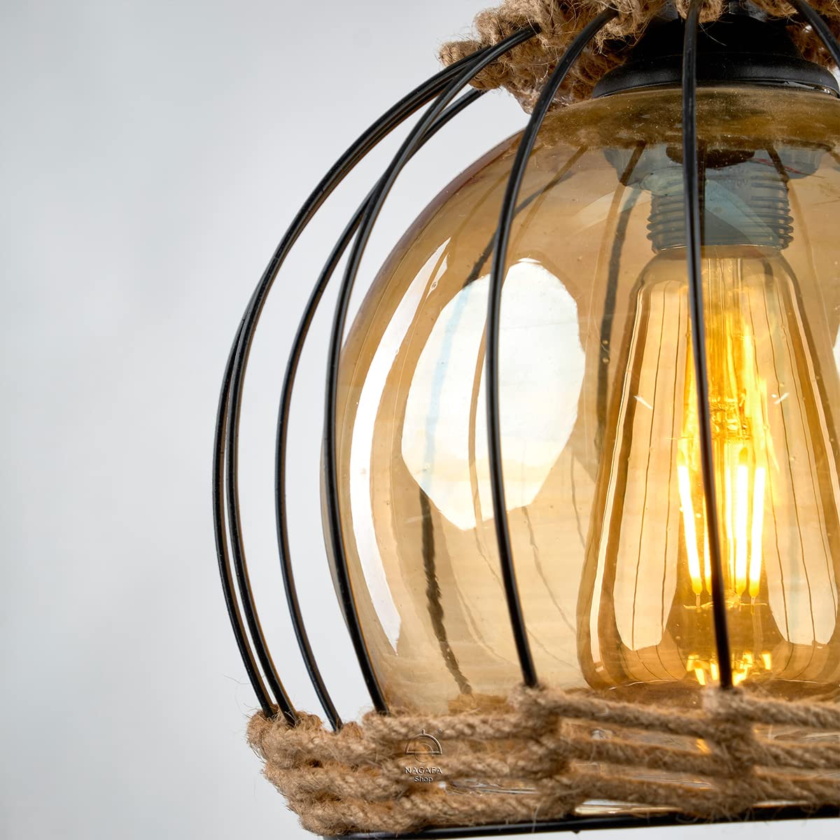 Dome black rope pendant r1008