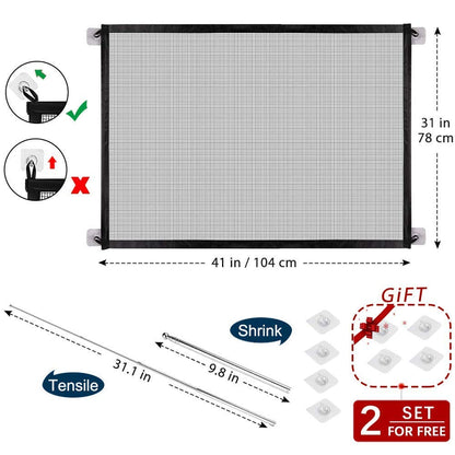 Queenie Safety Gate, Retractable Baby Gate, Portable Pet Gate for Kids, Dogs, Dogs, Pets - All Places Mountable Mesh Gate - 45.02" - Black