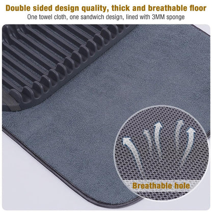 WIDEWINGS Dish Rack & Mat, Foldable, Space Saver, GREY, Plastic, Countertop Mount, Drying Dishes, Wine Glasses, Bowls, Dishes