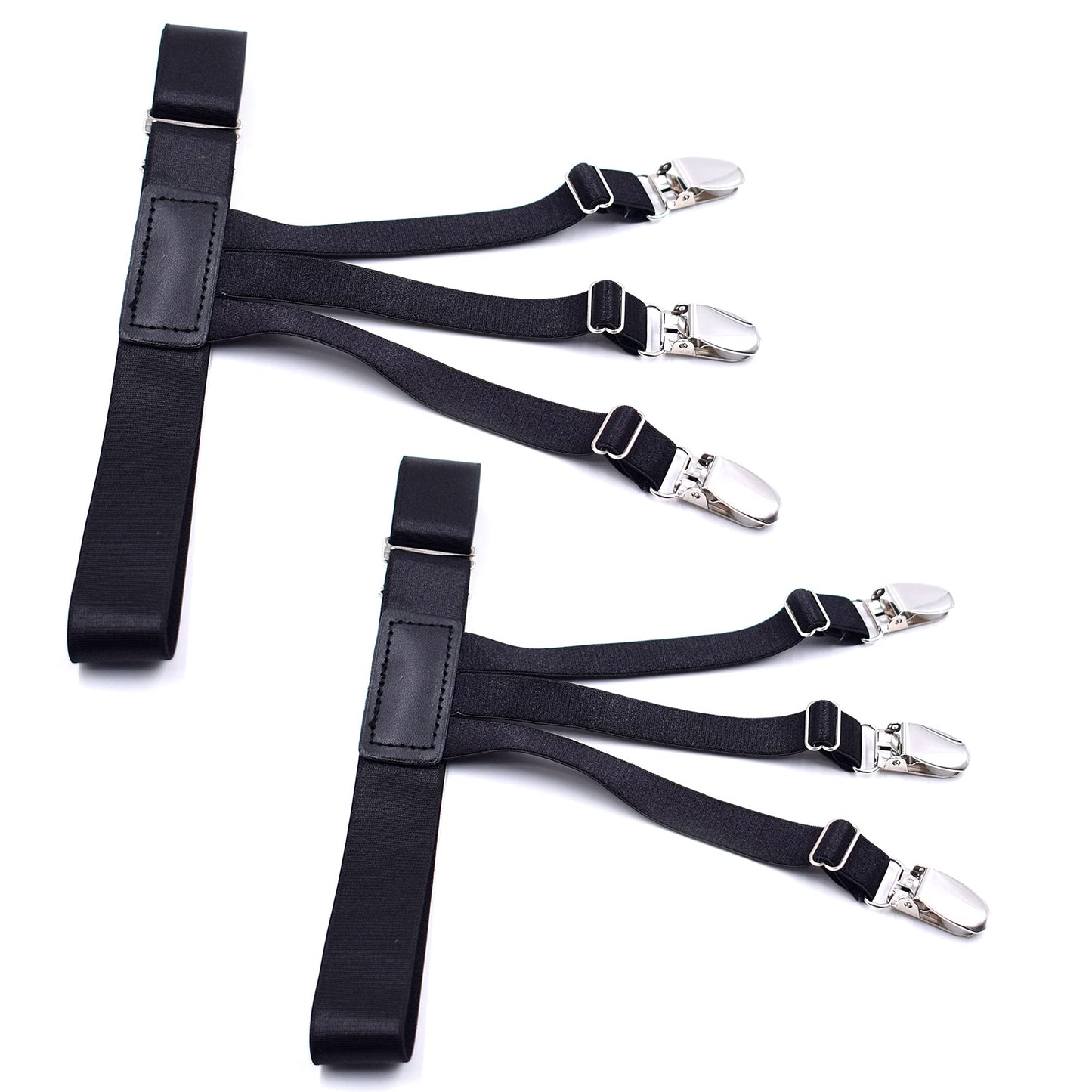 حمالات رجالية - رباط قابل للتعديل لتثبيت القميص وحامل لتثبيته - أشرطة مرنة متينة للملابس الرسمية وغير الرسمية - أسود