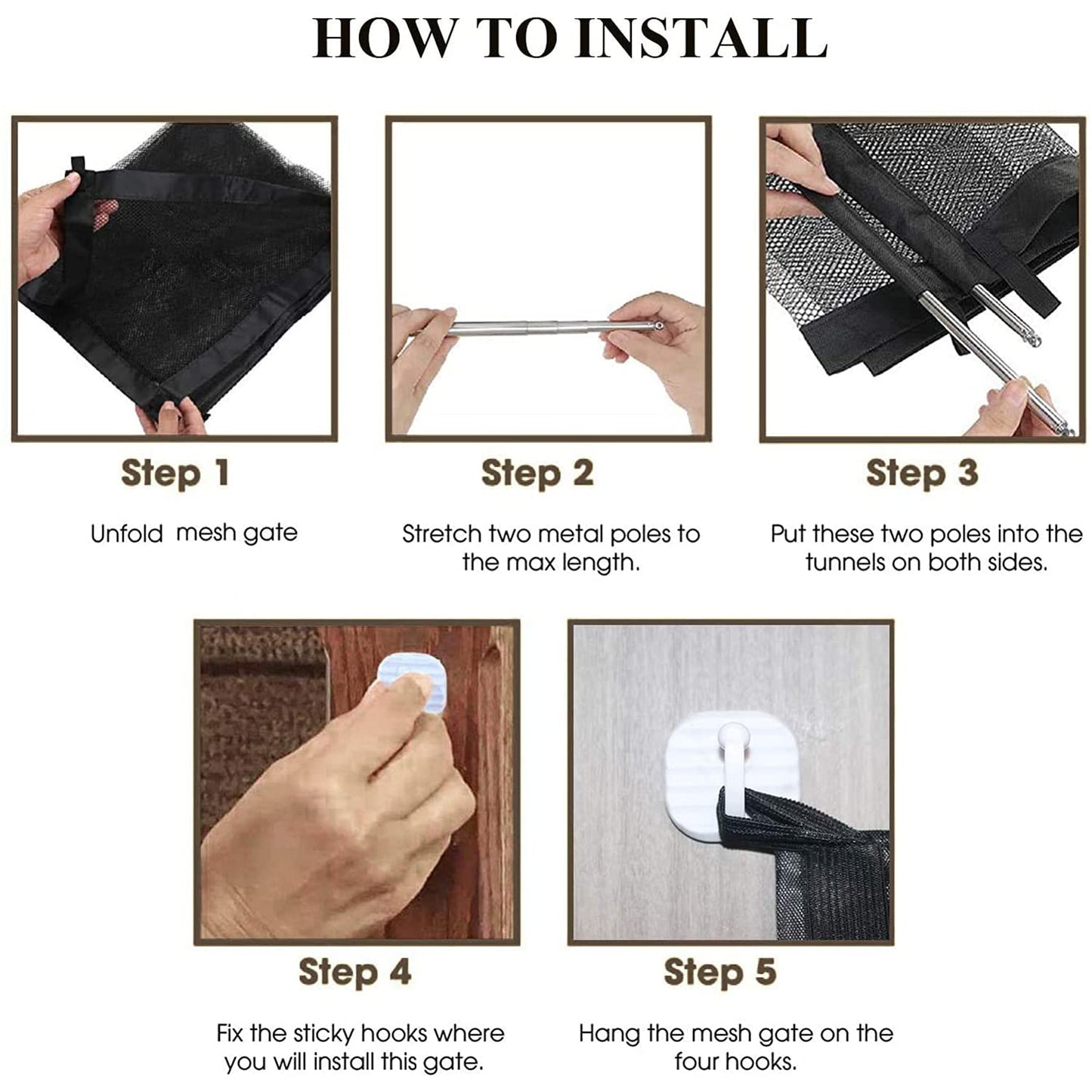 Magic Gate for Dogs, Retractable Stair Gate Baby Gate, Pet Safety Gate Pet Isolation Net Large Wide Retractable Pet Gate for Separating Baby and Pets Easy Install Anywhere (110CM)