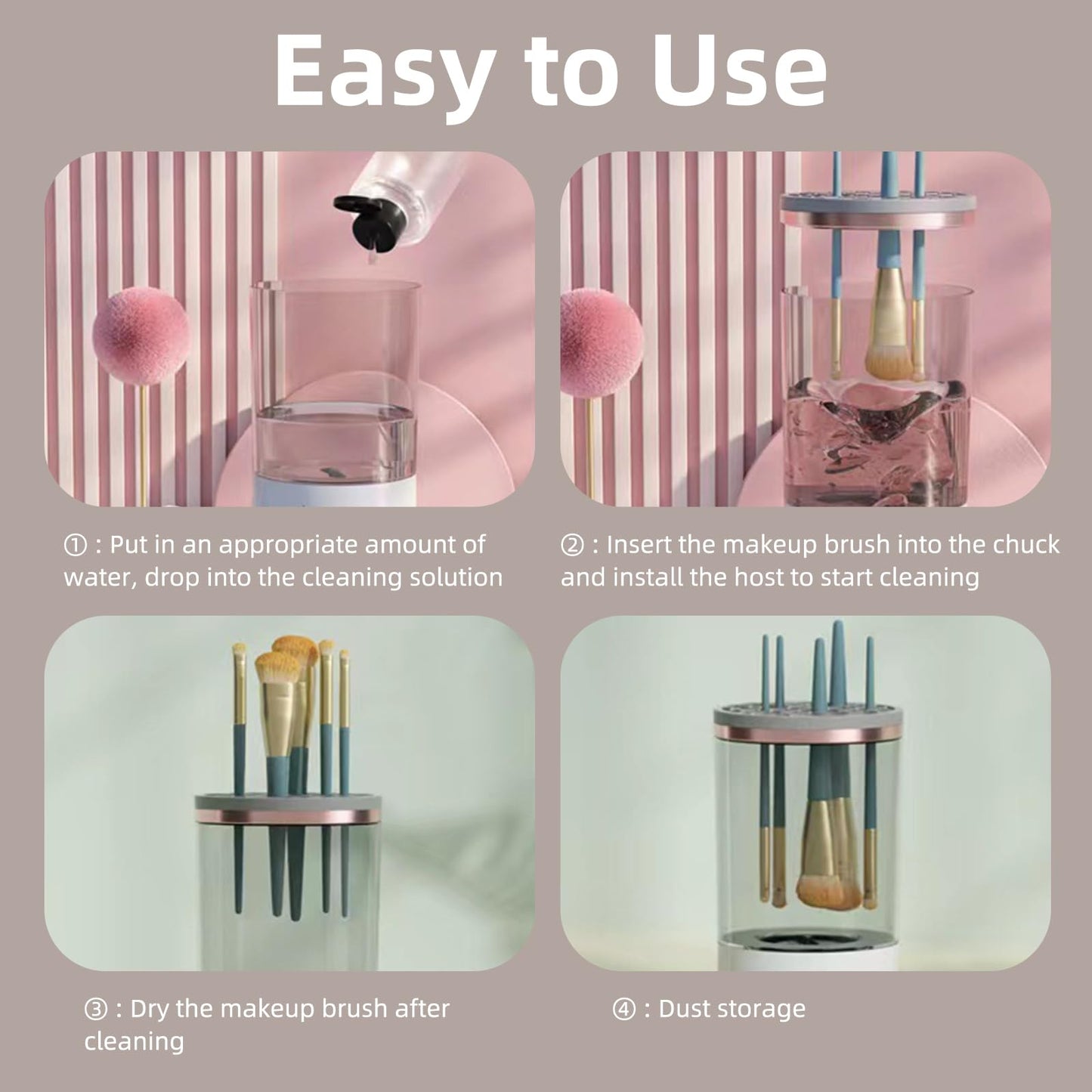 XQZMD Electric Makeup Brush Cleaning Machine, Automatic Cosmetic Brush Cleaner, Makeup Brush Cleaner for (A)