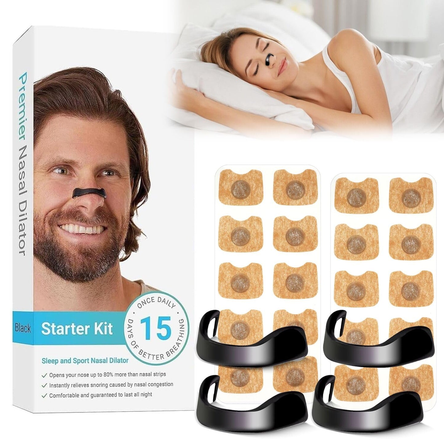 agctrler Nasal Strips, Intake Breathing Nasal Strip, Magnetic Nose Strip, Anti Snoring Nose Strip for Business Trips, Travel, Hotel and Home (Black)