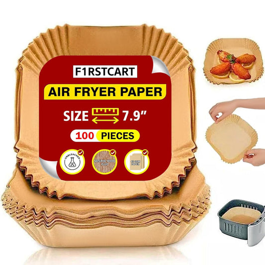 100PCS Air Fryer Disposable Paper Liner, Square Non-Stick Air Fryer Parchment Paper for Baking Microwave Baking Oil-proof, 7.8inch/20cm, Round