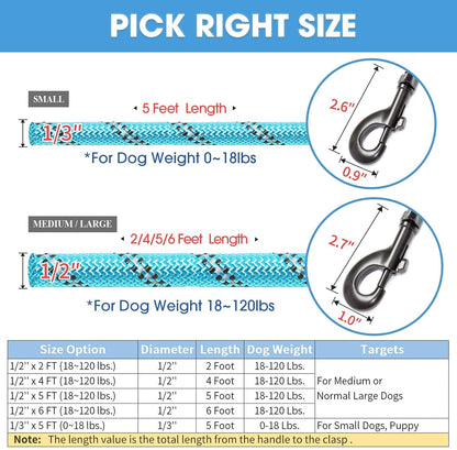 Strong dog leash with comfortable padded handle and highly reflective threads - 1.25m