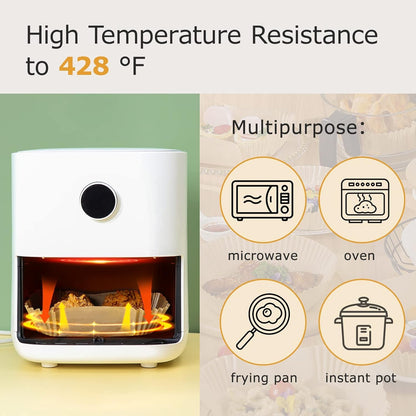 100Pcs Air Fryer Disposable Paper Liners, Round Air Fryer Liners, Natural Air Fryer Parchment Paper for Air Fryer, Non-Stick, Oil-proof, Parchment Paper for Baking Roasting Microwave (20cm)