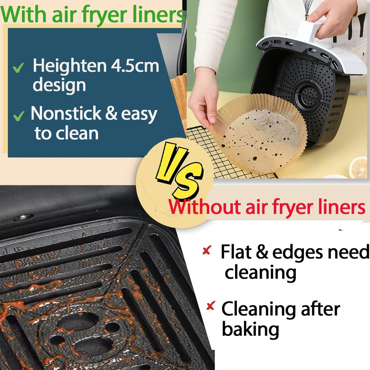 YYJ HOME Air Fryer Disposable Paper Liner 100 PCS Non Stick air Fryer Liners, 7.9 Inch Round air Fryer Oil Paper Liners, Food Parchment Roasting, Food Grade Baking Paper for Baking Roasting Microwave