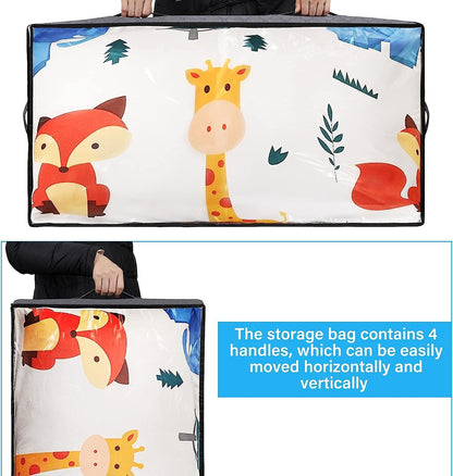 3 Pack Under Bed Storage Organizer Bags for bedroom, Large Capacity Clothing Containers, Foldable Underbed Storage Bins with Clear Window, 4 Reinforced Handles and Sturdy zipper for Blanket Toys