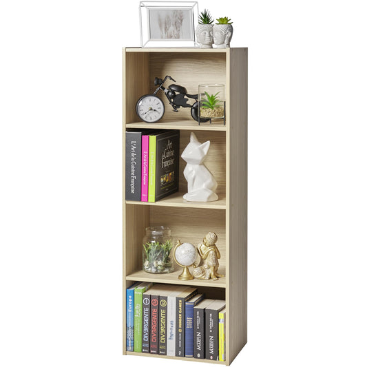 Iris Ohyama 4-Shelf Cabinet, Modern Wooden Storage Unit with Shelves, Versatile Bookcase or Side Furniture for Office, Living Room, Bedroom, Basic Storage Shelf CX-4, Light Brown