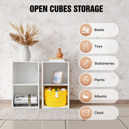 Freestanding Open Storage Shelving Unit, Cube Bookcase with Multiple Tiers, Modern Bookshelf and Display Rack Cupboard for Office or Living Room, Versatile Organizer (White, 5 Tier)
