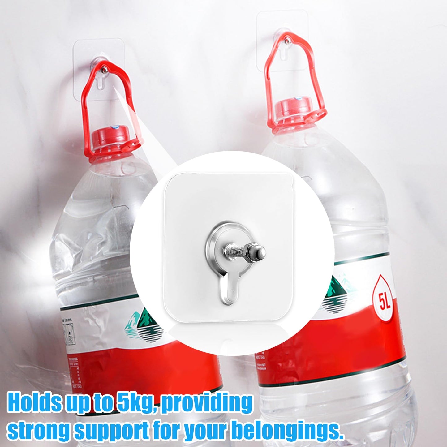 Srup 24 Pieces Clear Self Adhesive Wall Hangers, Transparent Adhesive Hooks, Transparent Adhesive Stickers, Picture Hooks, Painting, Clock, No Drilling