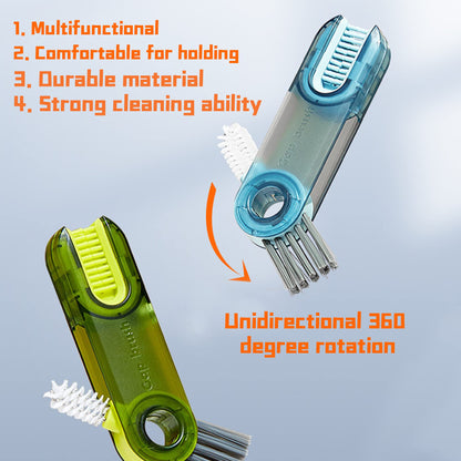 2Pcs 3-in-1 Cup Lid Cleaning Brush Set,Multifunctional Bottle Cover Detail Brushes, Kitchen Cleaning Tools for Various Containers,Portable & Space-Saving,Two Colors