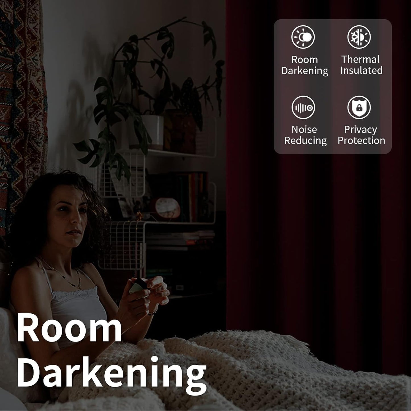 INtex CURTAINS HOUSE Blackout Curtains - Soft Peachy Texture Thermal Insulating Curtains-Silver Steel Grommets Blackout For Living Rooms And Bedrooms - Single Panel 135W X 230L CM Black