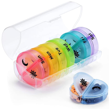 Large Pill Organizer 2 Times A Day, Weekly Pill Box Twice a Day, Travel Friendly AM PM Vitamin Organizer, Weekly Pill Case Container 2 Per Day(Rainbow)