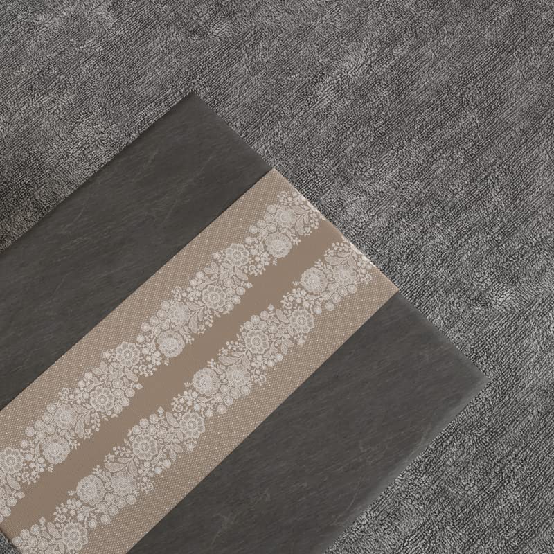 Slate Canvas Table Runner in Beige & Blue, a 35x140 cm durable decorative centerpiece with a modern geometric pattern, a versatile and stylish choice for a contemporary dining table