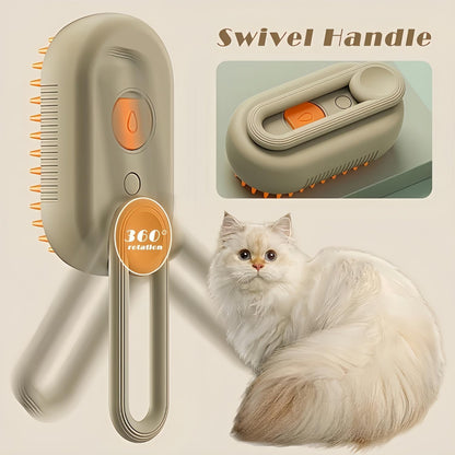 KAFJED Cloud Care Cat Brush, Cloud Care Grooming Brush, Pet Steam Brush Cloud Care Pet Brush,3 in 1 Multifunctional Silicone Steam Brush for Dogs, Multifunctional Cat and Dog Steam Brush (Khaki)