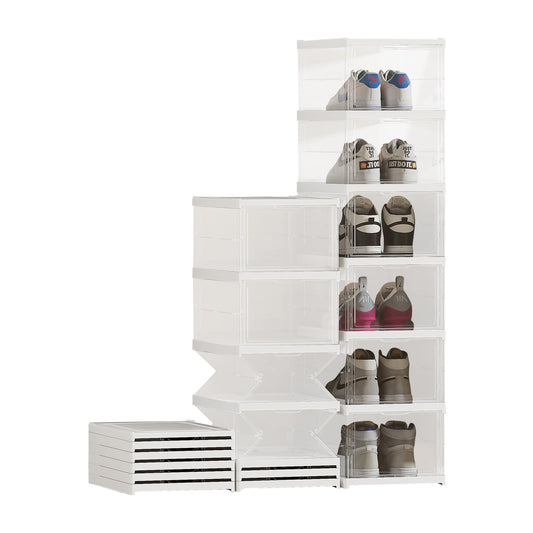 Shoe Storage Boxes,6 Layers Shoe Storage Organizer, Foldable Shoes Boxes,Sturdy Shoe Box Storage Container, Foldable Shoe Rack Sneaker Container,for Size 13/14 ?No-Assembly-Required?