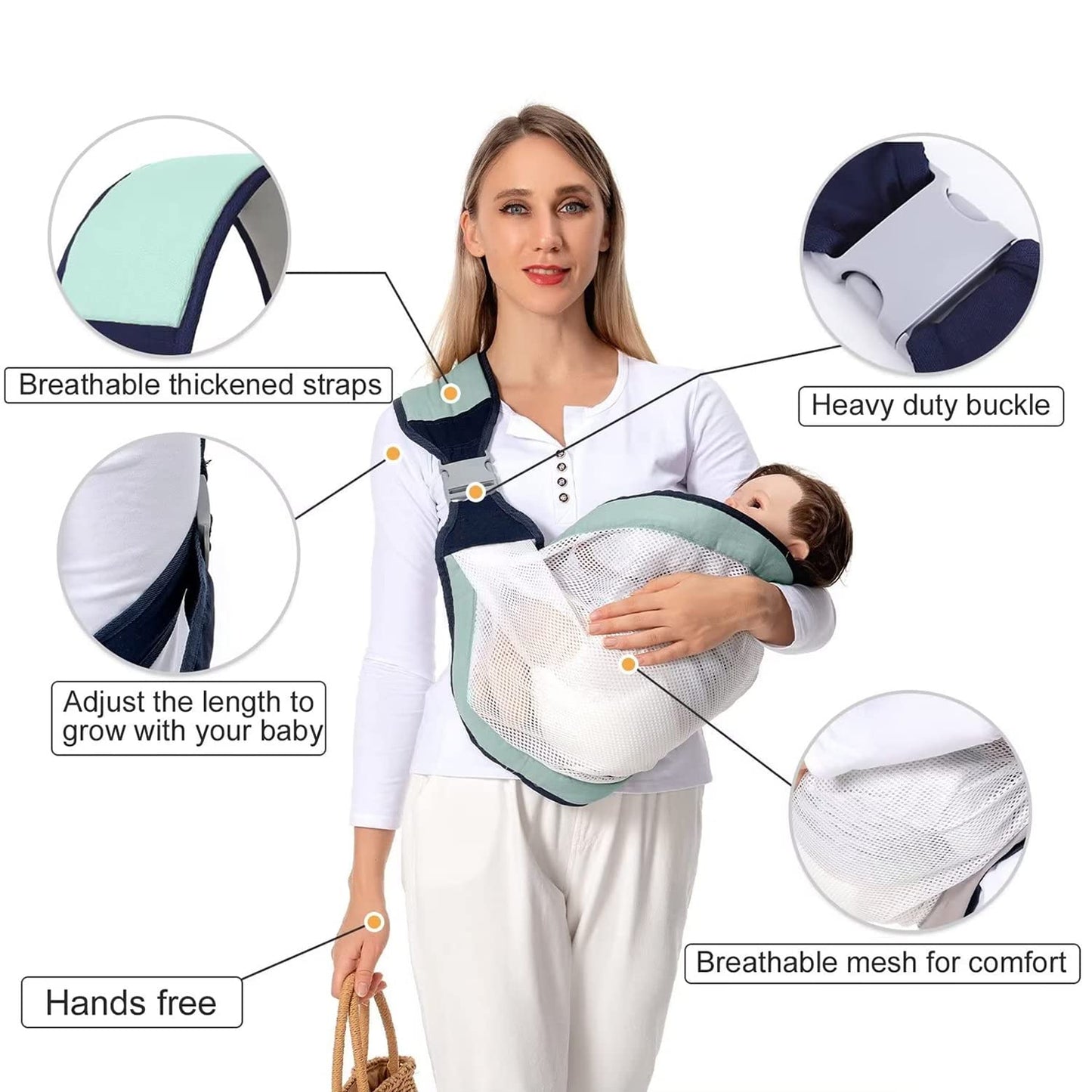 YeahBoom Baby Carrier, Adjustable Koala Carrier, Multifunctional Baby Carrier, Breathable Baby Sling, Newborns, 3D Mesh Carry Bag, Baby Carrier, for Baby Carrier, Toddlers up to 18 kg