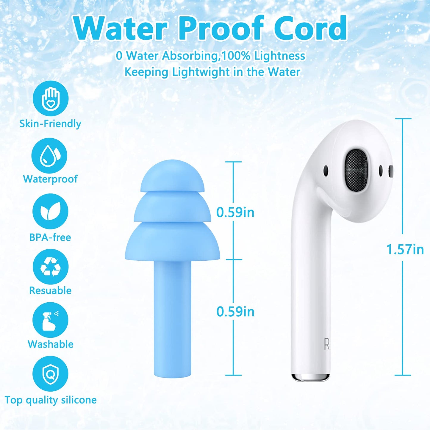 Szlishuo Reusable Silicone Earplugs, 8 Pairs of Noise Reduction Ear Plugs, Suitable for Sleeping, Swimming, Snoring, Concerts, Airplanes, Travel, Work, Noisy Places