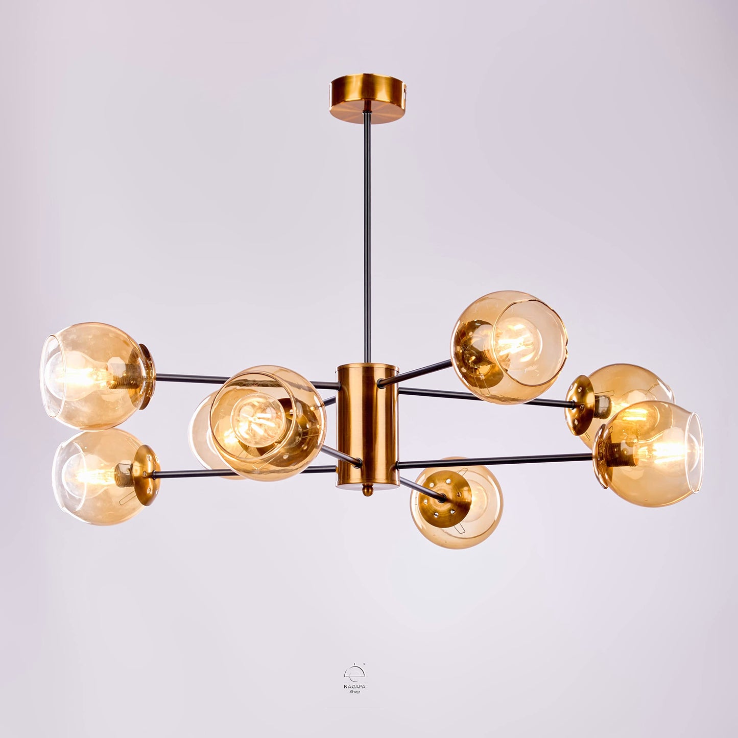 Nagafa Shop Modern rita black in gold chandelier, 8 lumb aluminum