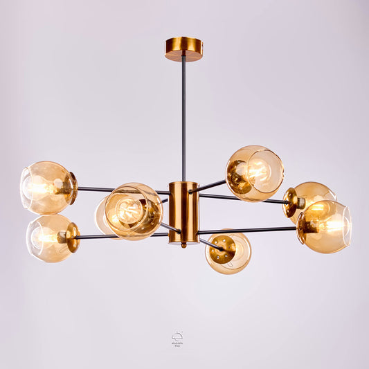 Nagafa Shop Modern rita black in gold chandelier, 8 lumb aluminum