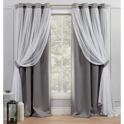 Voile Sheer Panel Pair with Insulated Blackout Room Dark,Rich steel Grommet, Set of 1 Panel