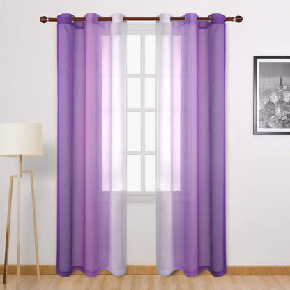 Modern Design Voile chiffon Curtains - Gradient colours- steel Grommets - 2 pieces - for living rooms and bedrooms