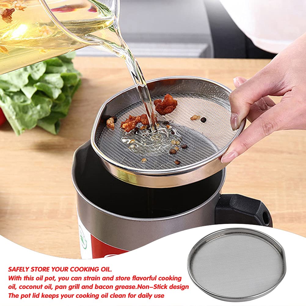 1.7L Oil Storage Grease Keeper with Filter, Oil Storage Filter, Food Oil Strainers,Grease Container