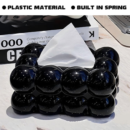 Embhlitfe Marshmallow Tissue Organizer Bubble Tissue Box Tissue Dispenser Rectangular Tissue Holder for Car Bathroom Table Party Home Office Restaurant (Black)