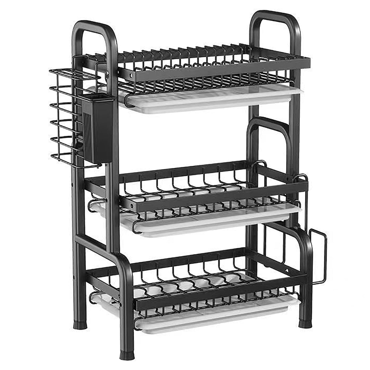 YARDIC 3 Tier Dish Drying Rack,Space Saving Stainless Steel Kitchen Dish Organizer,17 inch x 9.5 inch x 25 inch,Dish Holders for Plates for Drying,Cutting Board Rack,draining Rack,Dish Storage Rack