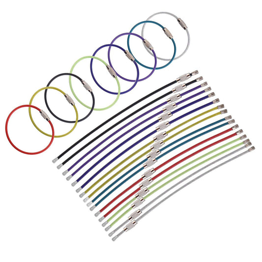 24 Pieces 6 Inches Wire Key Chains Cable Rings Stainless Steel Assorted Colours
