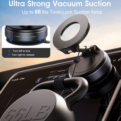 Domiunier 360 Rotating Adjustable Vacuum Magnetic Suction Cup Car Phone Holder, Hands-Free phone holder in car, Compatible with mag-safe car mount, ???? ???? ??????? for Gyms/Home Use/Smooth Surface