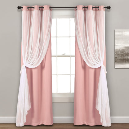 Voile Sheer Panel Pair with Insulated Blackout Room Dark,Rich steel Grommet, Set of 1 Panel