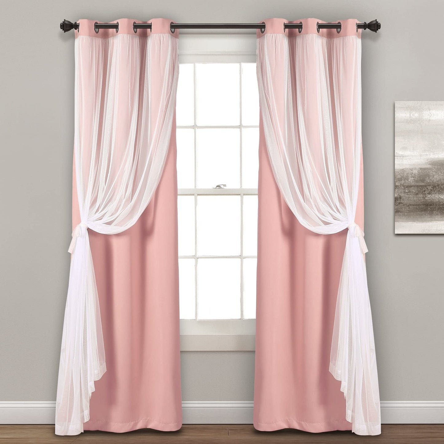 Voile Sheer Panel Pair with Insulated Blackout Room Dark,Rich steel Grommet, Set of 1 Panel