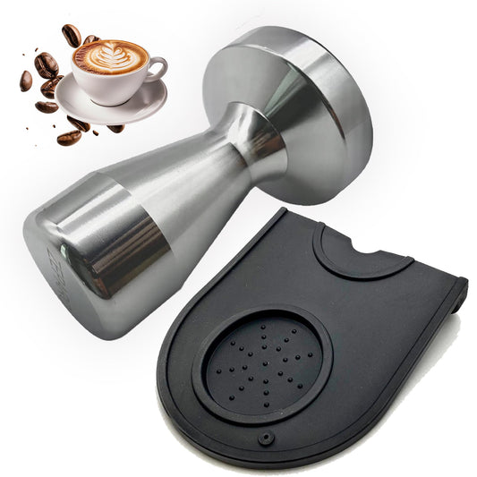 ZEPARO Coffee Tamper 51mm Espresso Coffee Press with SiliconTamper Mat, Stainless Steel Barista Espresso Machine Accessory, Espresso Tamper 51mm