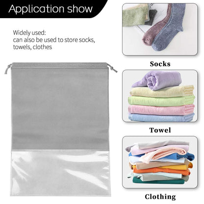 20 Pcs Large Travel Shoe Bags, Portable Dustproof Waterproof Drawstring Shrinkable Closure Non-Woven Shoe Storage Bags for Men's Shoes Women's Shoes and Children Shoes, Gray, L