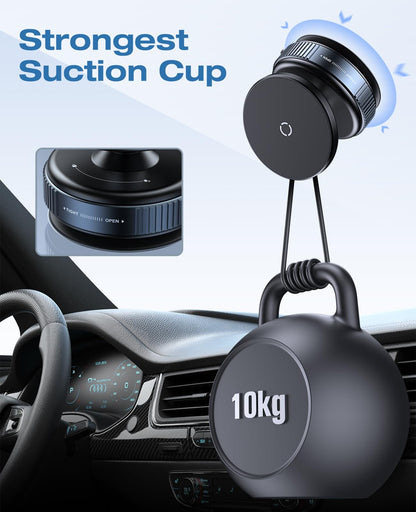 NIYEVN Upgraded 360° Adjustable Vacuum Magnetic Suction Cup Phone Mount, Hands-Free Suction Cup Phone Holder for Car/Gym/Mirror/Smooth Surface, Compatible with iPhone Android and All Smartphones