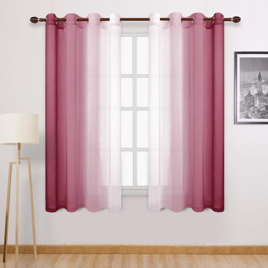 Modern Design Voile chiffon Curtains - Gradient colours- steel Grommets - 2 pieces - for living rooms and bedrooms