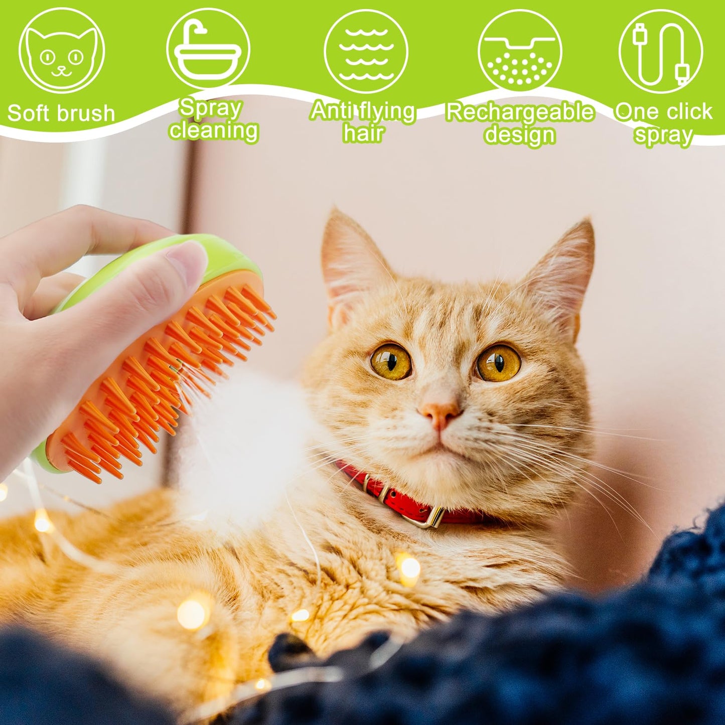 NHYDZSZ Steamy Cat Brush, 3-in-1 Steam Brush for Cats, Steamy Cat Hair Brush, Cat Steamy Brush, Self-Cleaning Steam Cat Brush, Cat Grooming Brush, Pet Hair Removal Comb for Cat and Dog