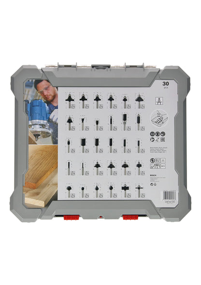 Bosch Professional 30 pcs. Mixed Router Bit Set (for Wood, Ø 8 mm Shank, Accessory Router)