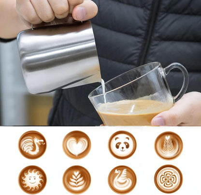 Worbic Milk Frothing Pitcher 12oz/350ml, Stainless Steel Milk Jug for Making Latte Art and Coffee Cappuccino,Latte Art Barista Steaming Pitcher Milk Frother Jug with Scale
