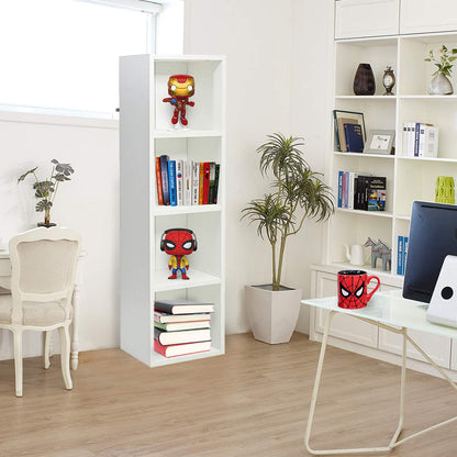 4-Tier Book Shelf, Tall Narrow Bookshelf with 4 Open Shelves, Modern Design in White, H 1060 mm x W 30 mm x D 240 mm, Space-Saving Storage Organizer, Sleek and Tall