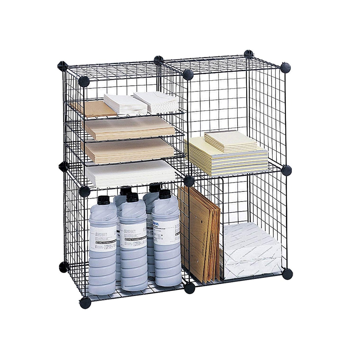 Wire Storage Cubes Modular Shelving Unit DIY Metal Grid Closet Organizer System, Bookcase, Cabinet (4 Cubes)