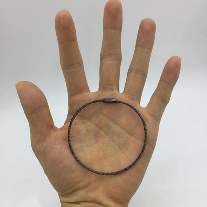 NC Baby Flower 20pcs Key Ring Keychain Aircraft Cable Wire Stainless Steel Gear Black Nickel 7.8 Ih(Dia.2mm)