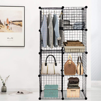 Wire Storage Cubes Modular Shelving Unit DIY Metal Grid Closet Organizer System, Bookcase, Cabinet (8 Cubes)