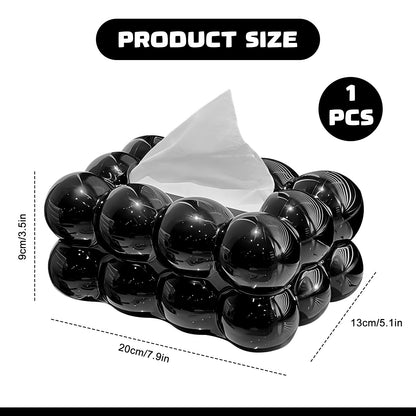 Embhlitfe Marshmallow Tissue Organizer Bubble Tissue Box Tissue Dispenser Rectangular Tissue Holder for Car Bathroom Table Party Home Office Restaurant (Black)
